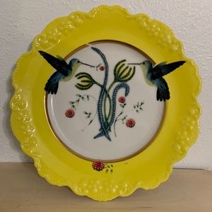 ANTHROPOLOGIE Lou Rota Nature Table Dessert Plate Hummingbird